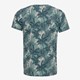 Heren T-shirt met bladeren print blauw
