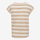 Gestreept dames T-shirt met knoop beige