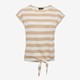 TwoDay gestreept dames T-shirt met knoop beige