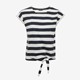 Gestreept dames T-shirt met knoop blauw
