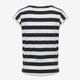 Gestreept dames T-shirt met knoop blauw