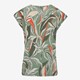 Dames T-shirt met bladeren print groen