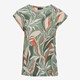 Dames T-shirt met bladeren print groen