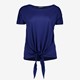 Dames T-shirt donkerblauw met knoop