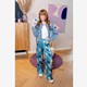 Dames pantalon blauw met print