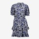 Dames jurk wit met blauwe bloemenprint
