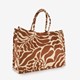 Shopper tas met print beige bruin